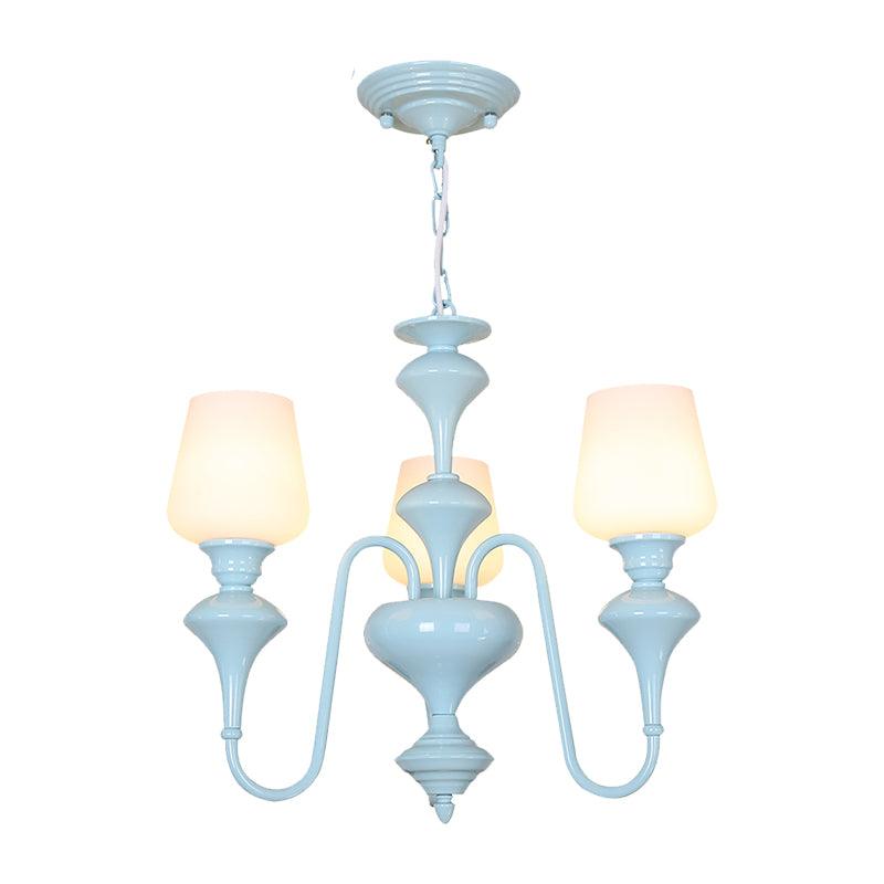 Nordic Style Blue Chandelier Cylinder Shade Metal Hanging Light - Rebooters