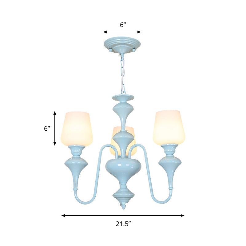 Nordic Style Blue Chandelier Cylinder Shade Metal Hanging Light - Rebooters