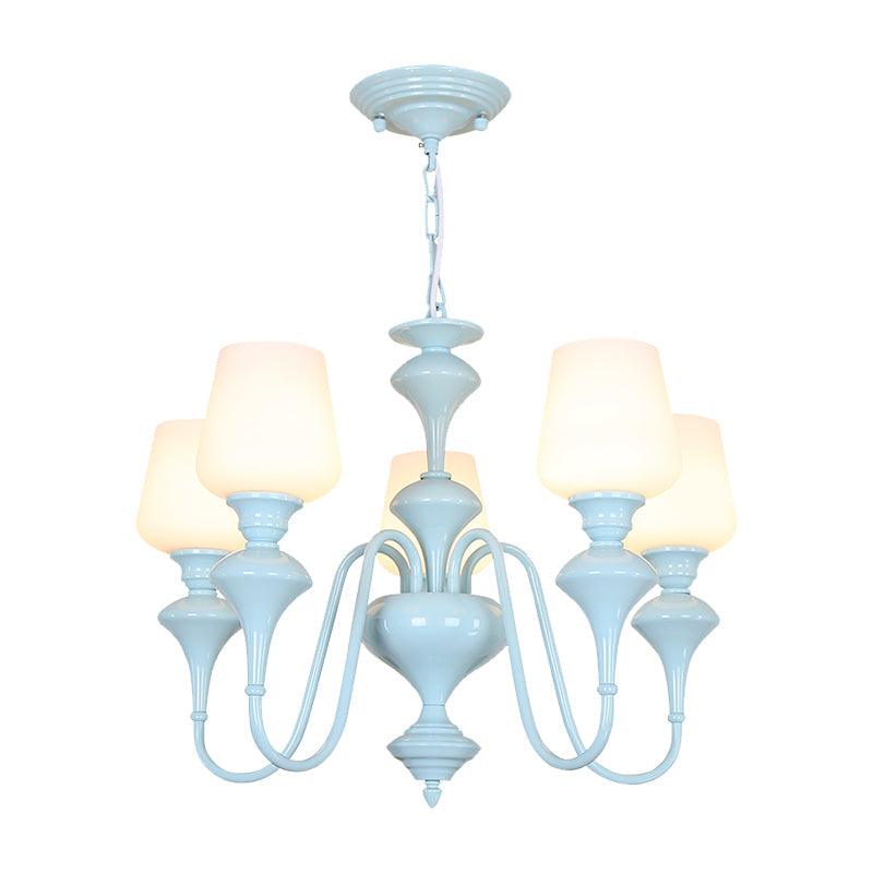 Nordic Style Blue Chandelier Cylinder Shade Metal Hanging Light - Rebooters