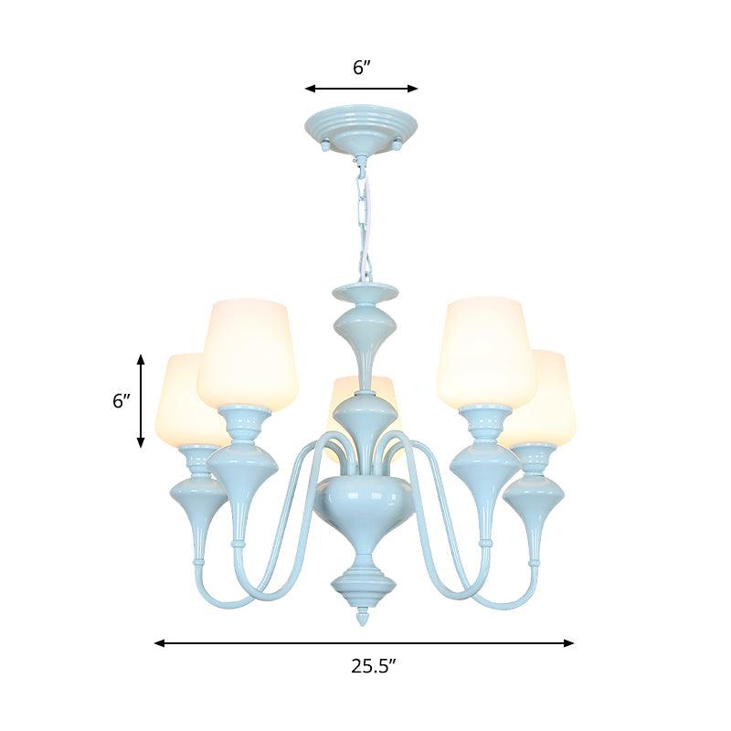 Nordic Style Blue Chandelier Cylinder Shade Metal Hanging Light - Rebooters