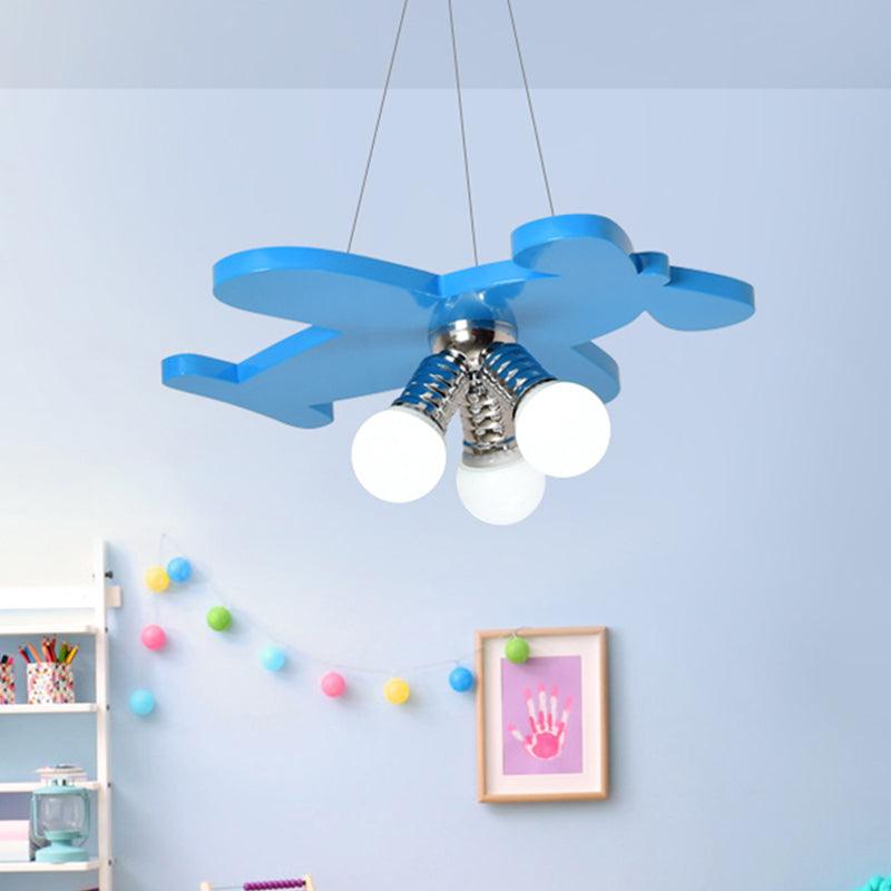 Battle-Plane Kindergarten Chandelier Lamp Acrylic 3 Heads Hanging Light - Rebooters