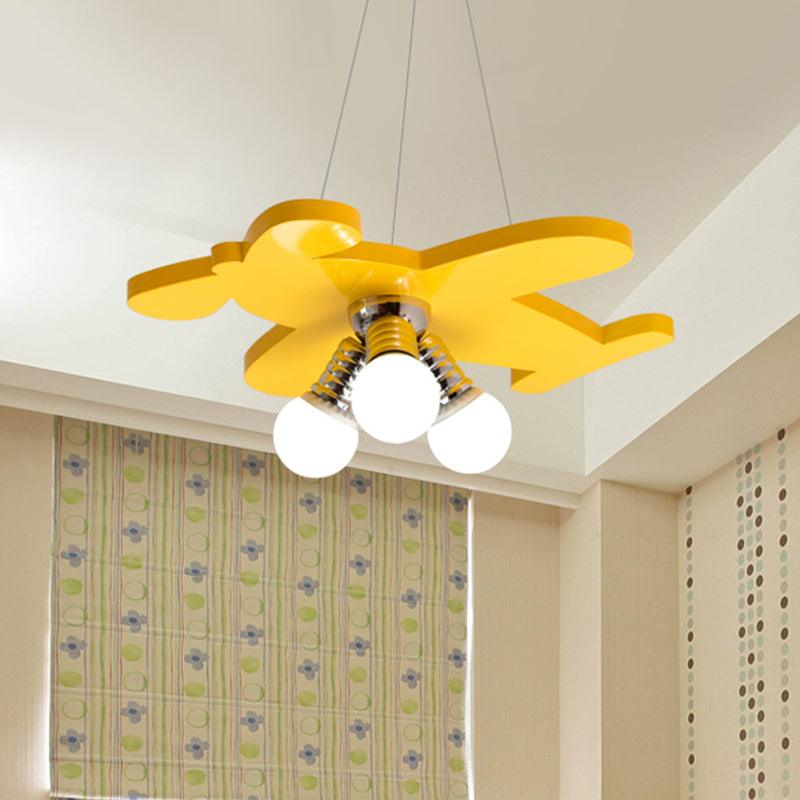 Battle-Plane Kindergarten Chandelier Lamp Acrylic 3 Heads Hanging Light - Rebooters