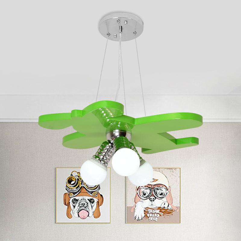 Battle-Plane Kindergarten Chandelier Lamp Acrylic 3 Heads Hanging Light - Rebooters
