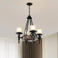 4 Lights Bedroom Pendant Lighting Nautical Blue Black Chandelier - Rebooters