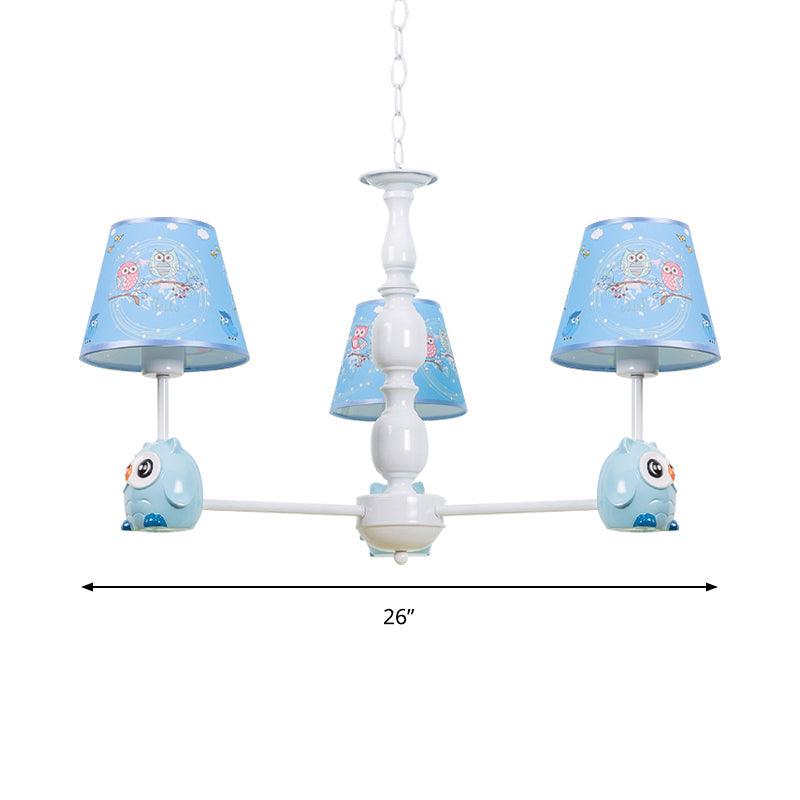 Baby Owl Shape Chandelier with Fabric Shade in Blue - Rebooters