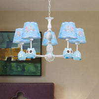 Baby Owl Shape Chandelier with Fabric Shade in Blue - Rebooters