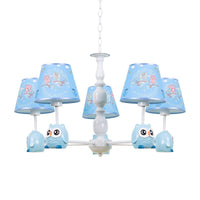 Baby Owl Shape Chandelier with Fabric Shade in Blue - Rebooters