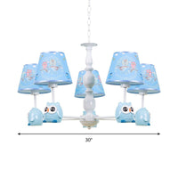Baby Owl Shape Chandelier with Fabric Shade in Blue - Rebooters