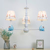 Blue Owl Suspension Light with Fabric Shade Cartoon Chandelier - Rebooters