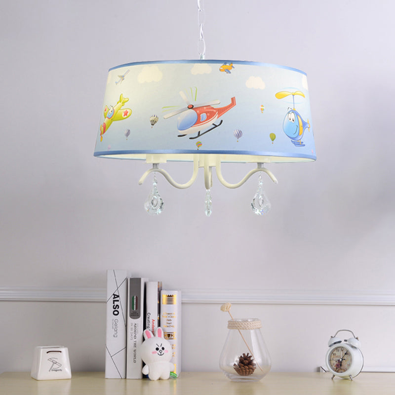 Cartoon Blue Hanging Lamp with Crystal Airplane Chandelier - Rebooters