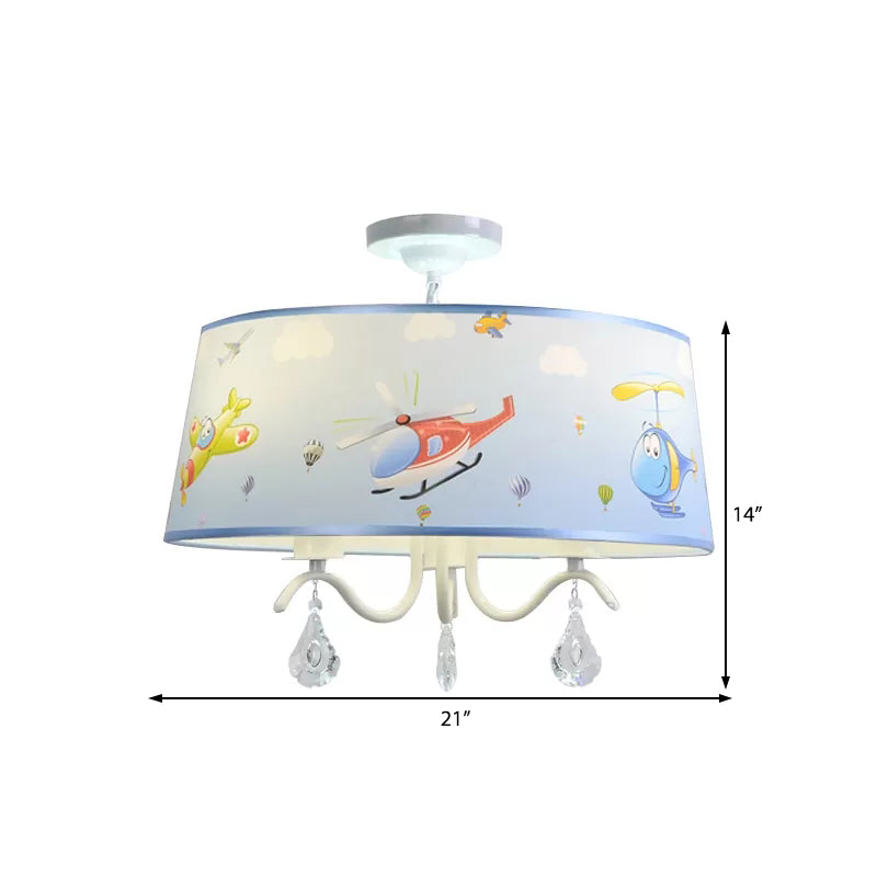 Cartoon Blue Hanging Lamp with Crystal Airplane Chandelier - Rebooters