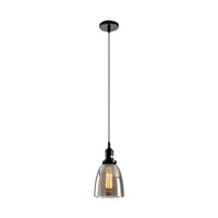 Black 1 Light Ceiling Pendant Light Industrial Smoked Glass - Rebooters