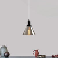 Black 1 Light Ceiling Pendant Light Industrial Smoked Glass - Rebooters
