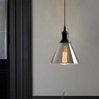 Black 1 Light Ceiling Pendant Light Industrial Smoked Glass - Rebooters