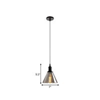 Black 1 Light Ceiling Pendant Light Industrial Smoked Glass - Rebooters