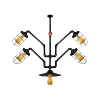 5 Lights Wire Cage Suspended Light Industrial Chandelier - Rebooters