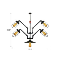 5 Lights Wire Cage Suspended Light Industrial Chandelier - Rebooters