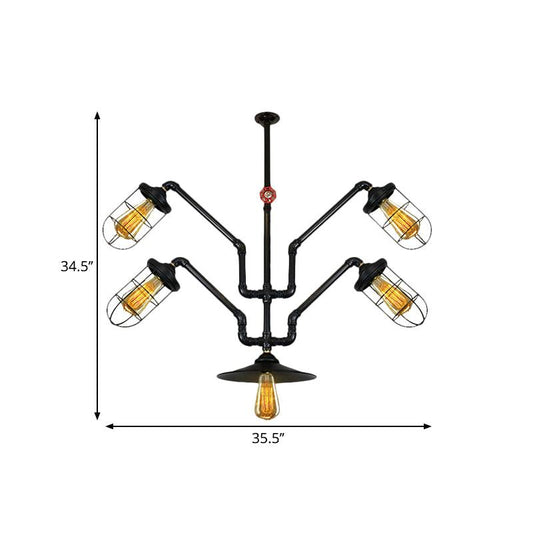 5 Lights Wire Cage Suspended Light Industrial Chandelier - Rebooters