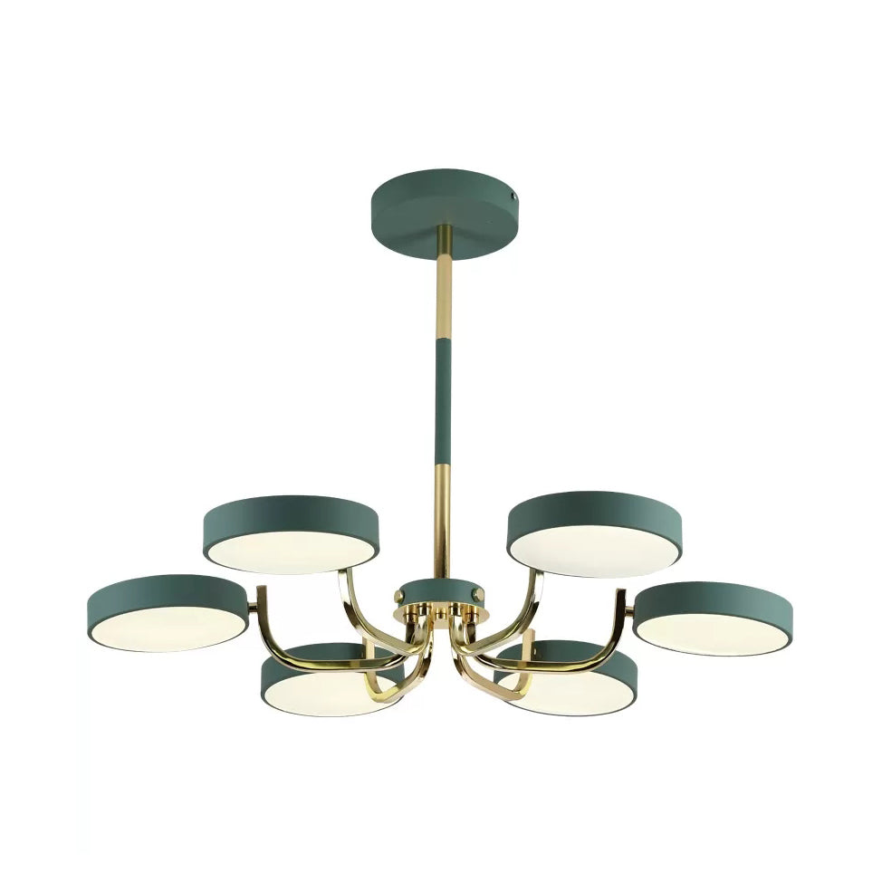 Macaron Stylish Round Chandelier Acrylic Wood 6 Heads Ceiling Pendant - Rebooters
