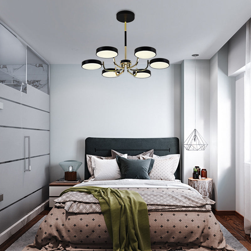 Macaron Stylish Round Chandelier Acrylic Wood 6 Heads Ceiling Pendant - Rebooters