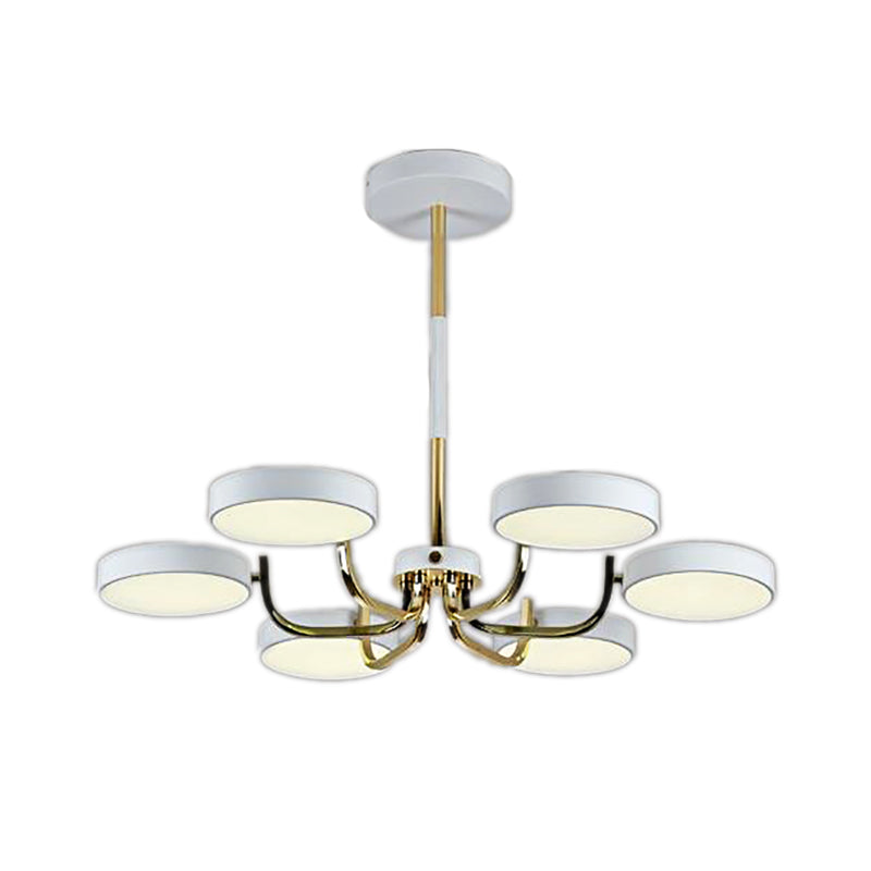 Macaron Stylish Round Chandelier Acrylic Wood 6 Heads Ceiling Pendant - Rebooters