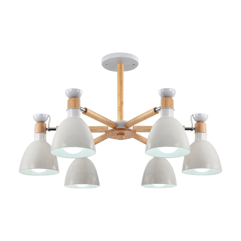 Metal Bowl Shade Ceiling Light Boys Girls Bedroom Six Lights Macaron Chandelier - Rebooters
