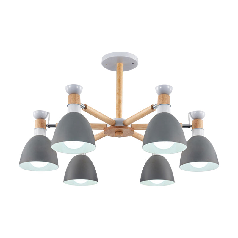 Metal Bowl Shade Ceiling Light Boys Girls Bedroom Six Lights Macaron Chandelier - Rebooters