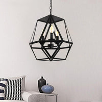 3 Lights Barrel Birdcage Chandelier Lighting Black Pendant - Rebooters