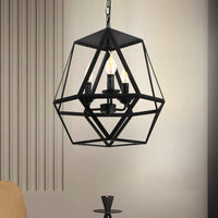 3 Lights Barrel Birdcage Chandelier Lighting Black Pendant - Rebooters