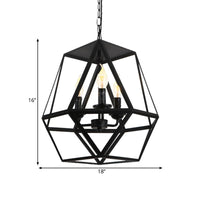 3 Lights Barrel Birdcage Chandelier Lighting Black Pendant - Rebooters