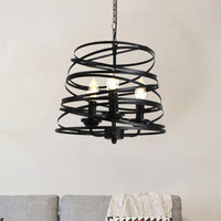 3 Lights Barrel Birdcage Chandelier Lighting Black Pendant - Rebooters