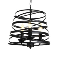 3 Lights Barrel Birdcage Chandelier Lighting Black Pendant - Rebooters