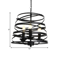 3 Lights Barrel Birdcage Chandelier Lighting Black Pendant - Rebooters