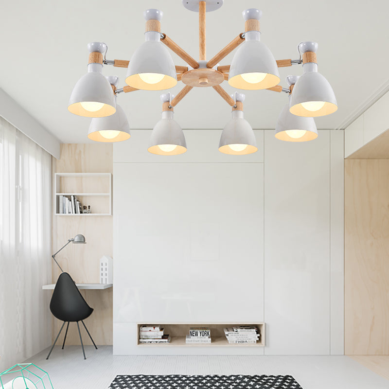 Metal Domed Ceiling Pendant Kindergarten 8 Lights Chandelier - Rebooters