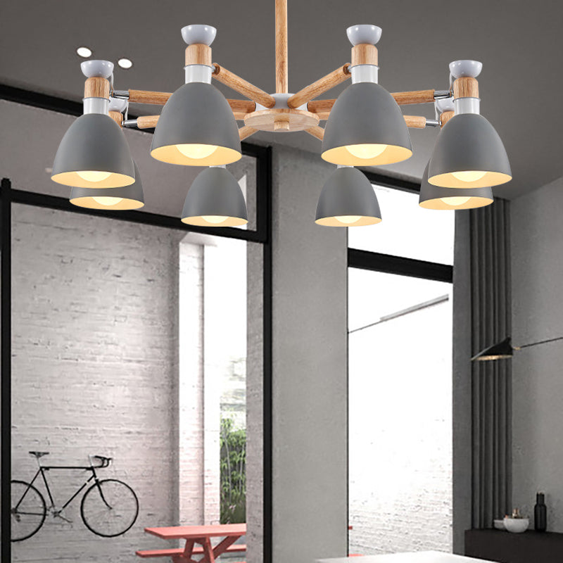 Metal Domed Ceiling Pendant Kindergarten 8 Lights Chandelier - Rebooters