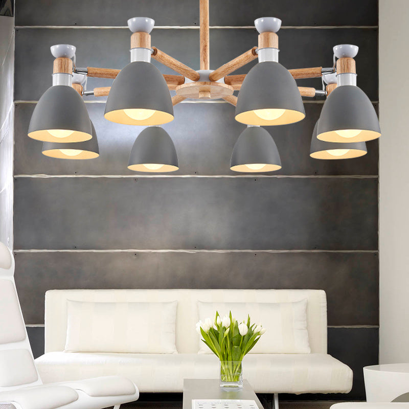 Metal Domed Ceiling Pendant Kindergarten 8 Lights Chandelier - Rebooters
