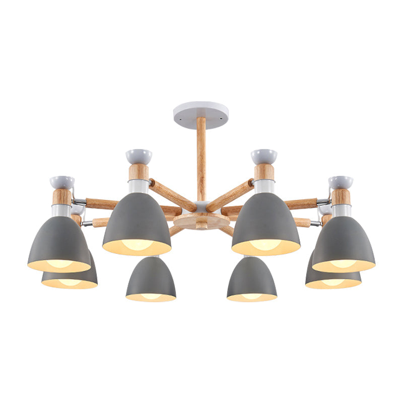 Metal Domed Ceiling Pendant Kindergarten 8 Lights Chandelier - Rebooters