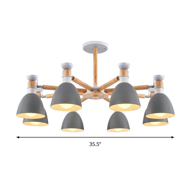 Metal Domed Ceiling Pendant Kindergarten 8 Lights Chandelier - Rebooters