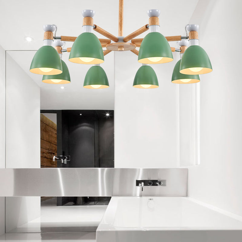 Metal Domed Ceiling Pendant Kindergarten 8 Lights Chandelier - Rebooters