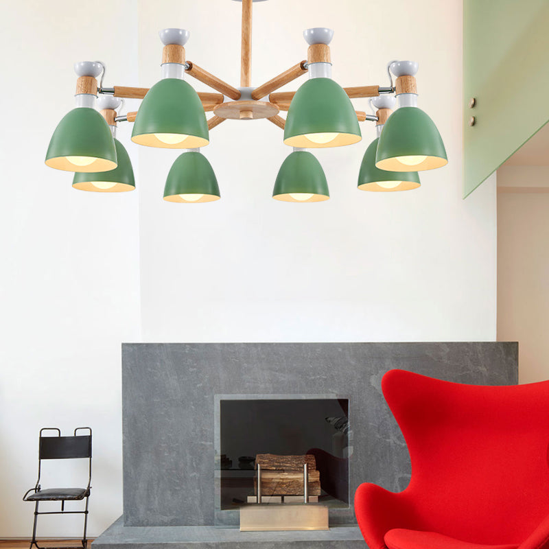 Metal Domed Ceiling Pendant Kindergarten 8 Lights Chandelier - Rebooters