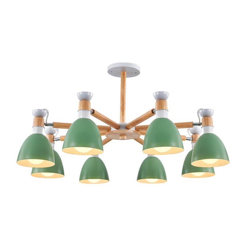 Metal Domed Ceiling Pendant Kindergarten 8 Lights Chandelier - Rebooters