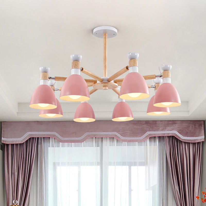 Metal Domed Ceiling Pendant Kindergarten 8 Lights Chandelier - Rebooters