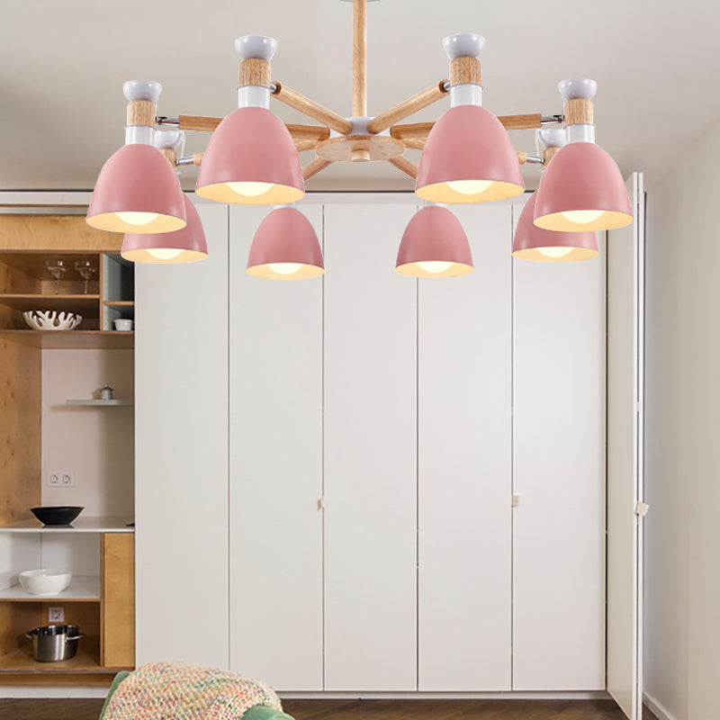 Metal Domed Ceiling Pendant Kindergarten 8 Lights Chandelier - Rebooters