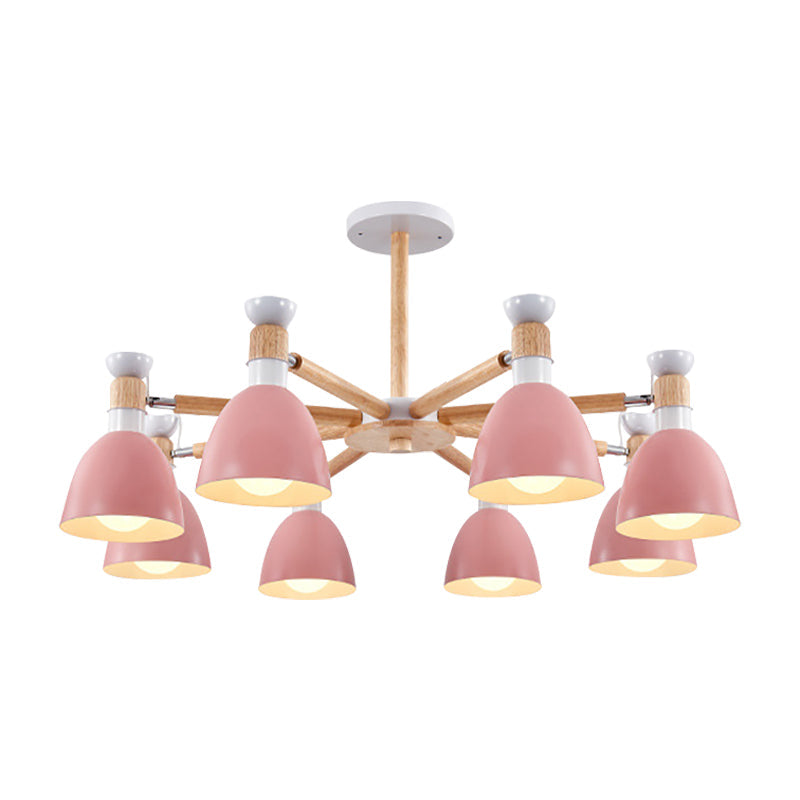 Metal Domed Ceiling Pendant Kindergarten 8 Lights Chandelier - Rebooters