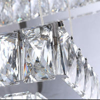16"/19.5" Wide Square Crystal Chandelier Modern Chrome LED Drop Light - Rebooters