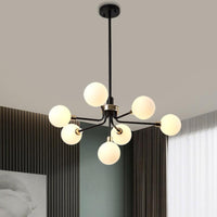 7-Head Orb Hanging Chandelier Opal Glass Ceiling Lamp - Rebooters