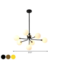 7-Head Orb Hanging Chandelier Opal Glass Ceiling Lamp - Rebooters