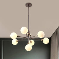 7-Head Orb Hanging Chandelier Opal Glass Ceiling Lamp - Rebooters