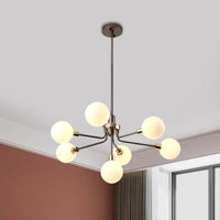 7-Head Orb Hanging Chandelier Opal Glass Ceiling Lamp - Rebooters