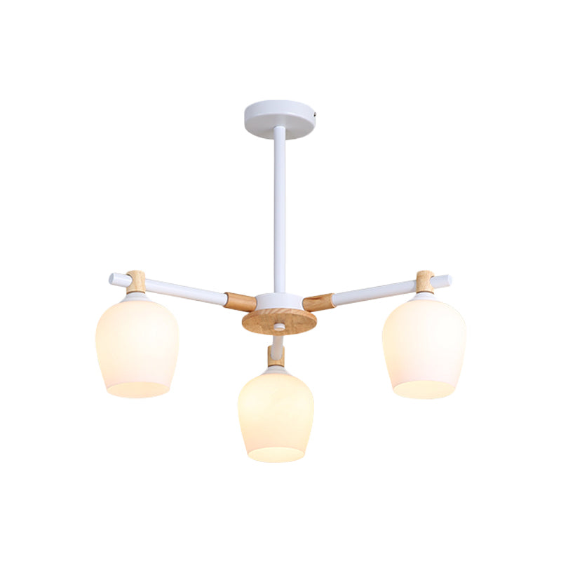 Urn Shade Living Room Hanging Light Fixture Wooden 3/6 Lights Nordic Chandelier - Rebooters